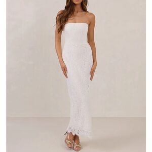 Park & Fifth Strapless White Lace Gown